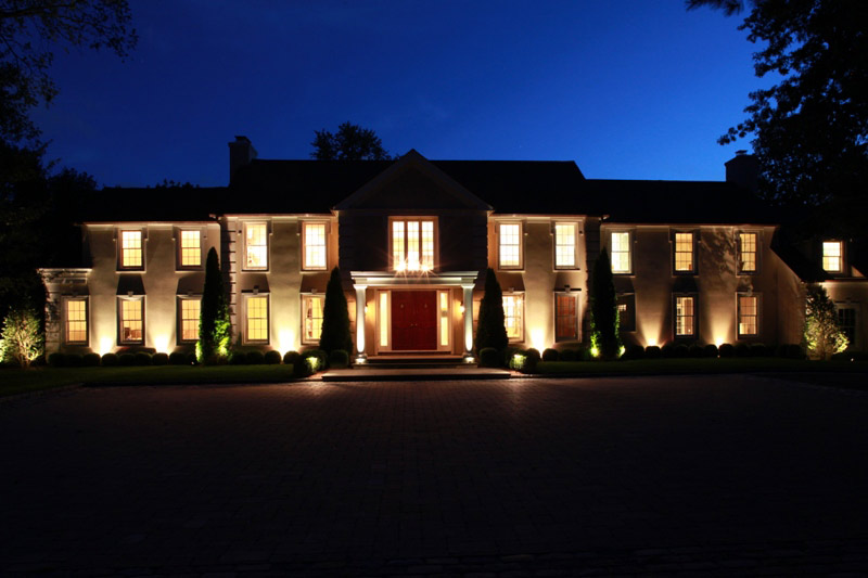 Colonial Home with Low Voltage Outdoor Lighting