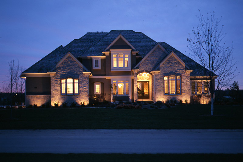 Stone House with Low Voltage Outdoor Lighting